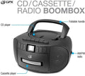 GPX BCA209B Stereo Boombox With CD Player, Cassette Recorder, AM/FM Radio AC/DC - Includes AC Cable (Black) (Bluetooth)